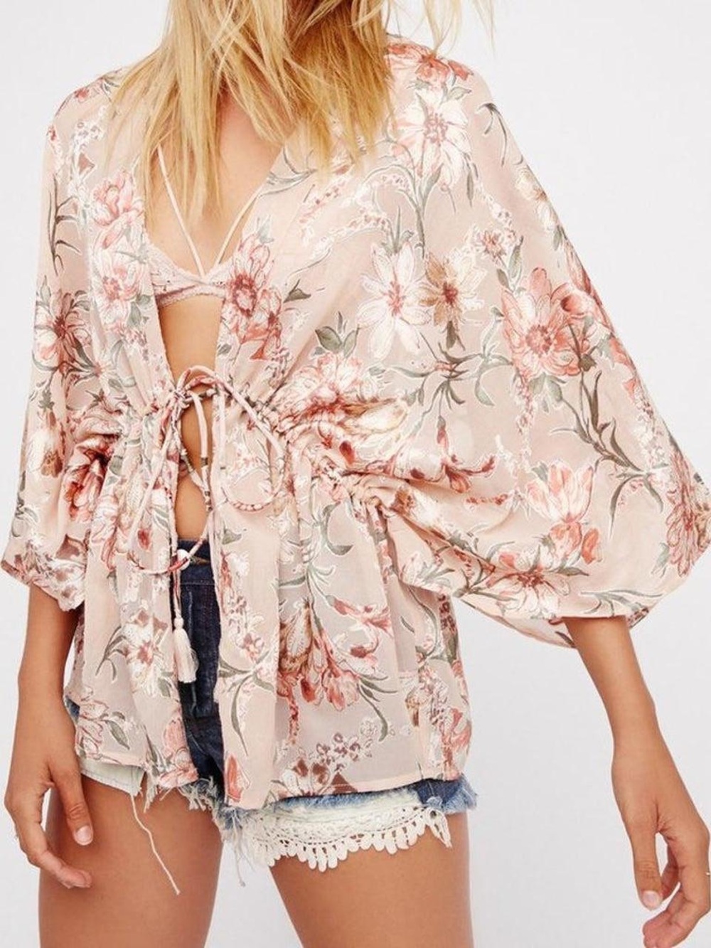 Free People Only In Dreams" Burnout Floral Kimono